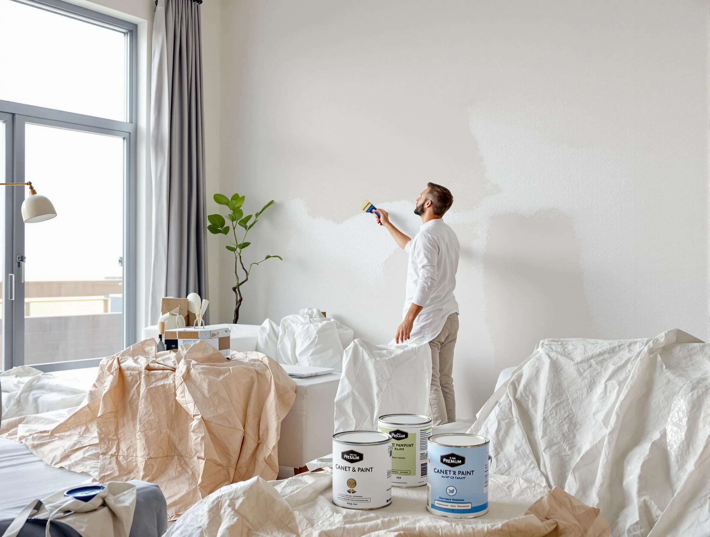 Macedonia House Painters team carefully painting an interior wall in Macedonia, OH